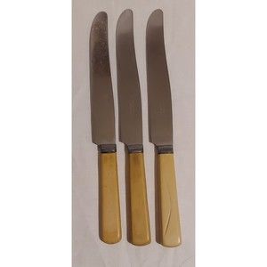 2 Eagle Cutlery Co. 1 Majestic Stainless Steel Faux Bone Handle Knives Vintage